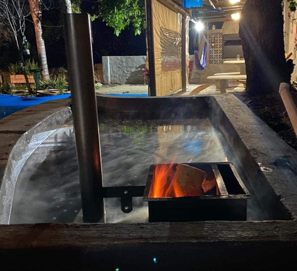 Wood Fired Tub Heating Up